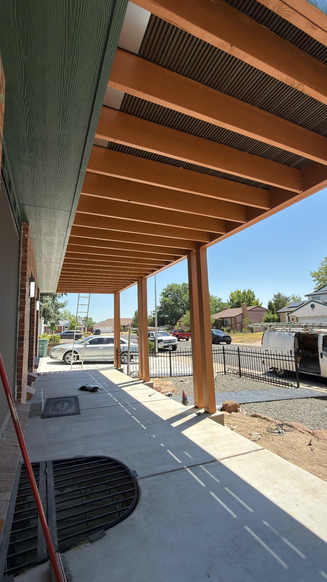 Covered Porch Ceiling & Beams